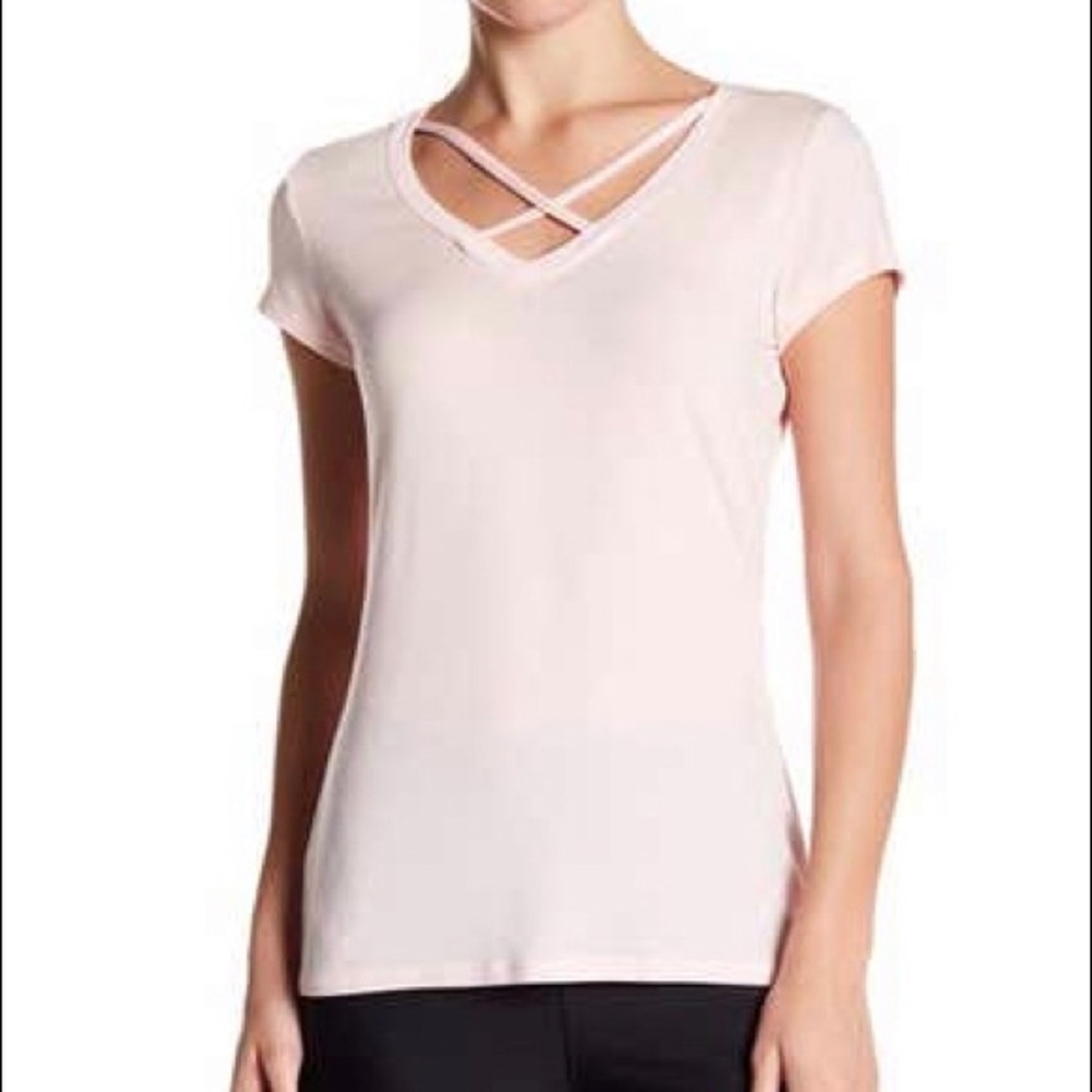 Cross front v-neck tee